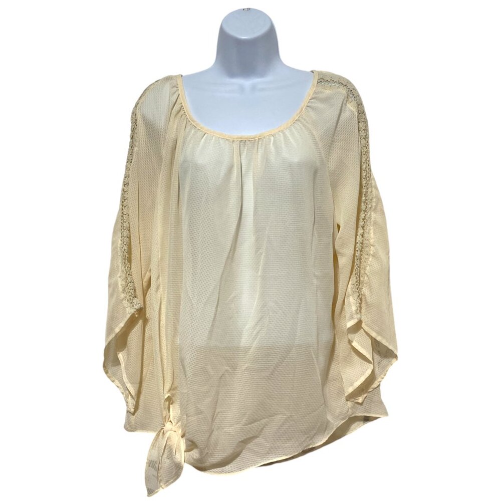 Women's Large Pullover Blouse Tie Side Detailed Flower Sleeve Design By-Alyx